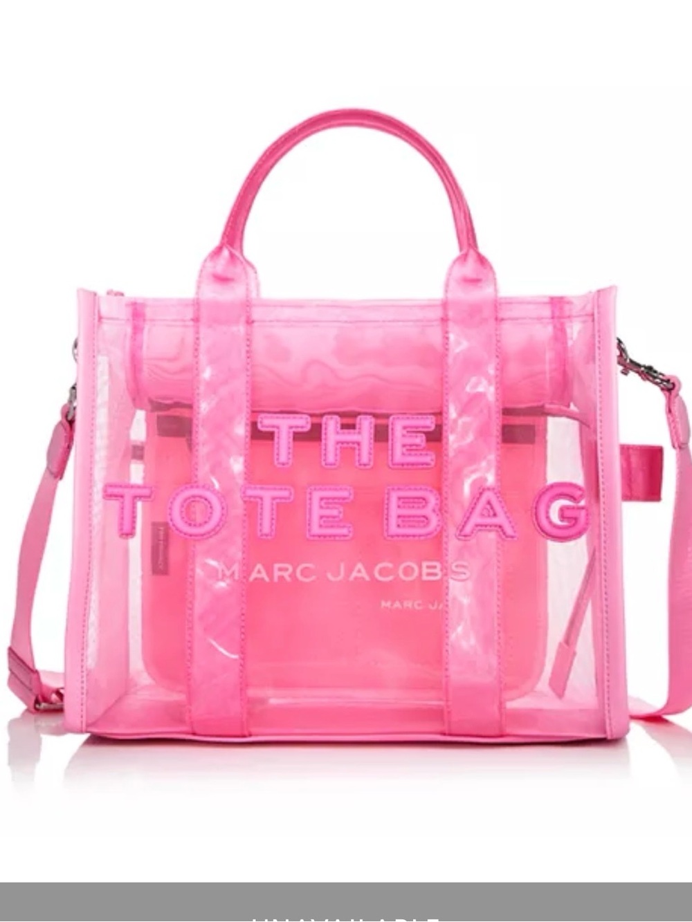 Marc Jacobs Hot Pink Transparent Tote with Embossed Logo